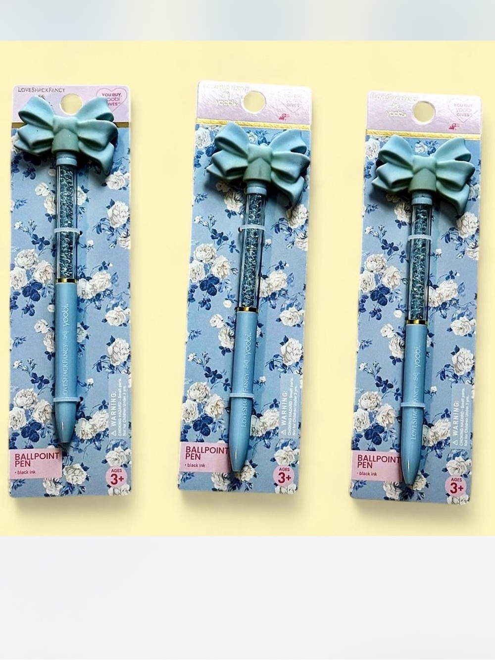 Loveshackfancy -Yoobi Blue bow pens- 3-Pack